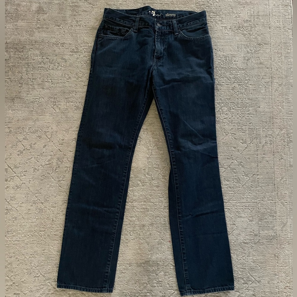 7 FOR ALL MANKIND Slimmy Dark Denim Jeans Mens Size 31x32